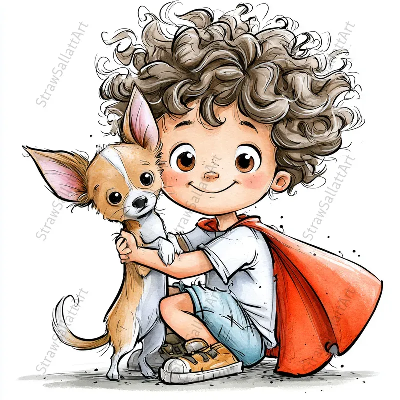 Cartoon Kids And Pets Clipart