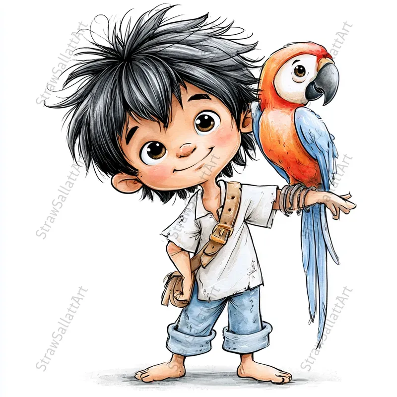 Cartoon Kids And Pets Clipart