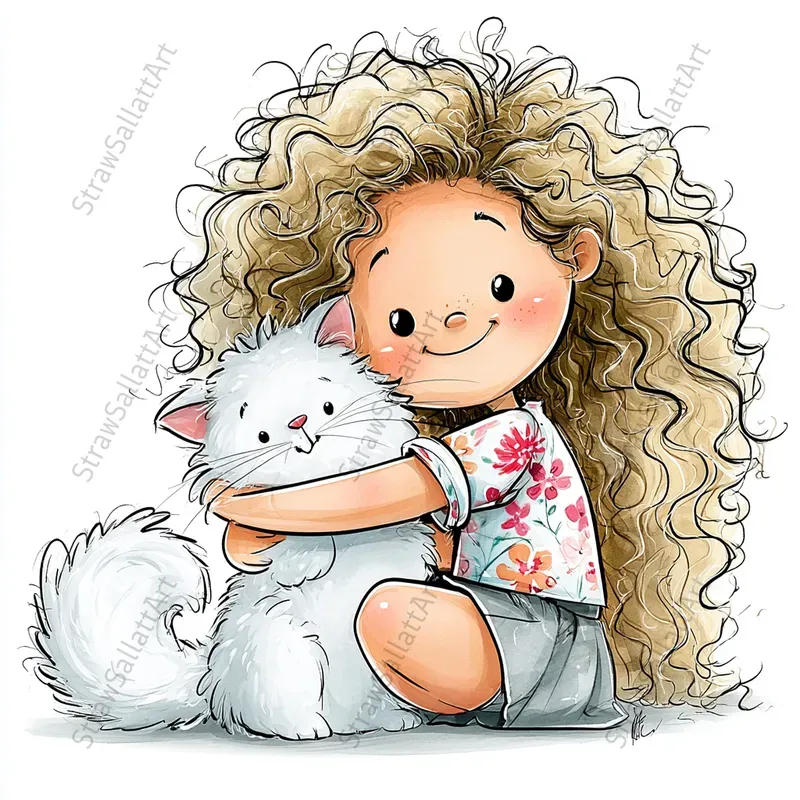 Cartoon Kids And Pets Clipart