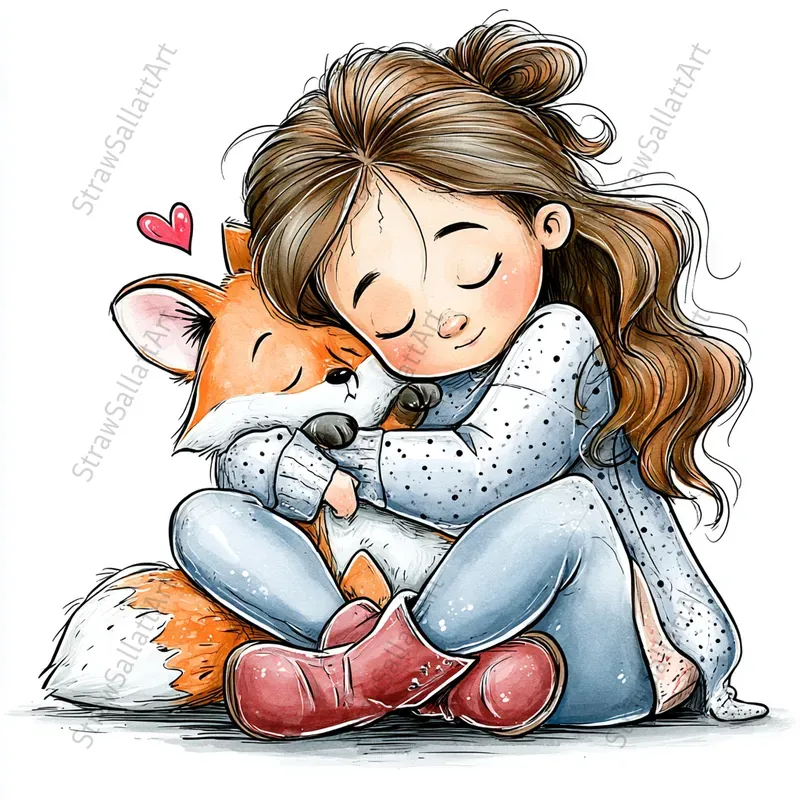 Cartoon Kids And Pets Clipart