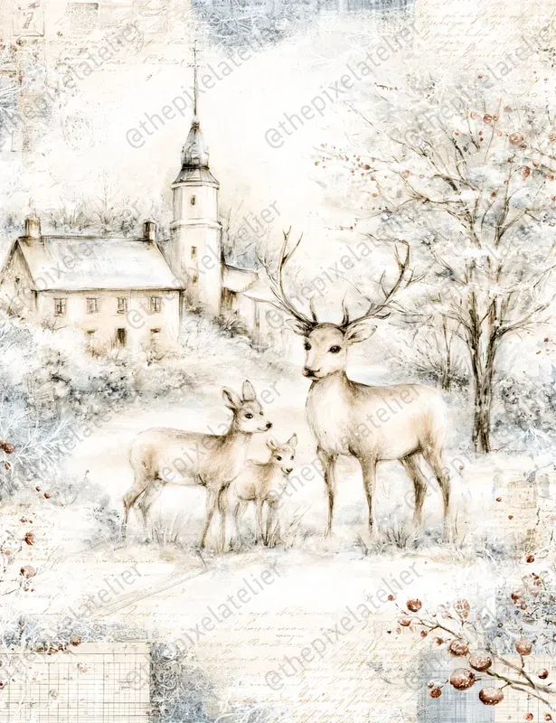 Vintage Winter Junk Journal Pages