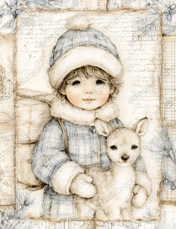 Vintage Winter Junk Journal Pages