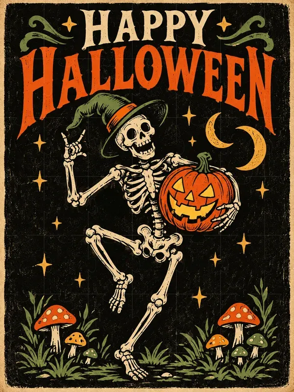 Vintage Halloween Character Posters