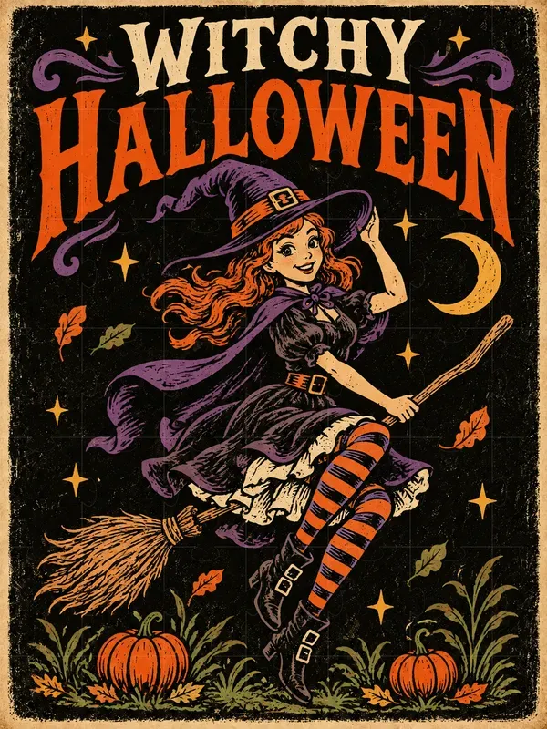 Vintage Halloween Character Posters