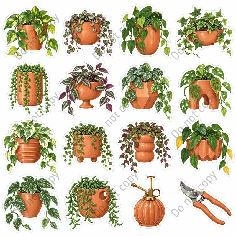 Cute Houseplant Art Sticker Sheets