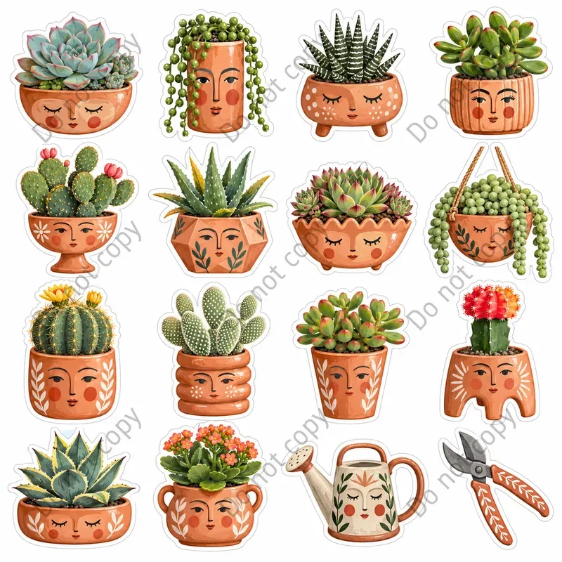 Cute Houseplant Art Sticker Sheets