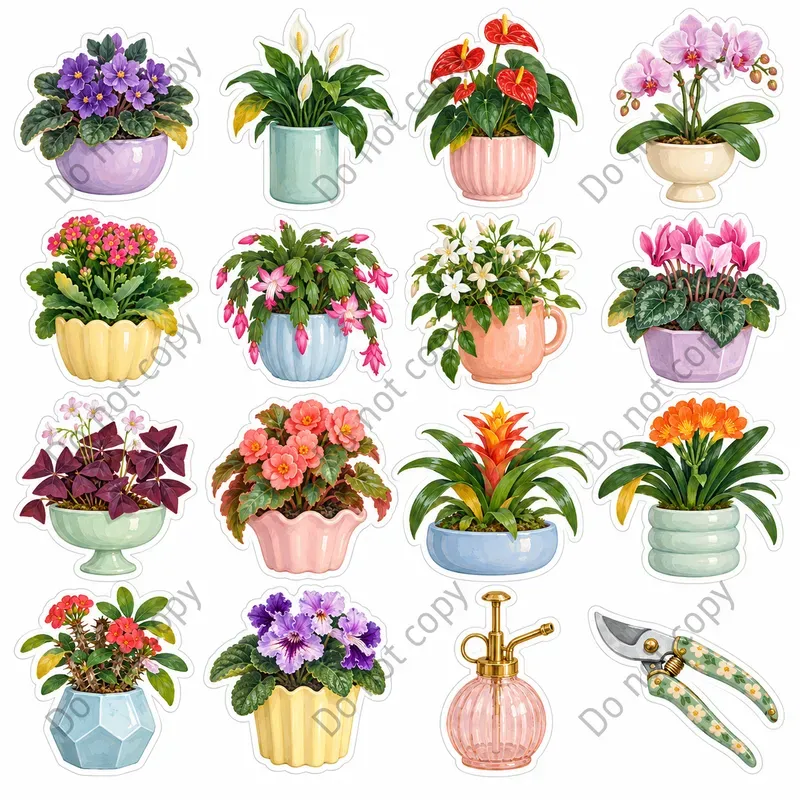 Cute Houseplant Art Sticker Sheets