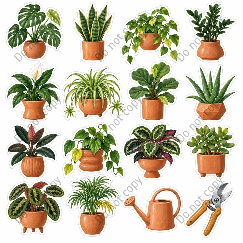 Cute Houseplant Art Sticker Sheets