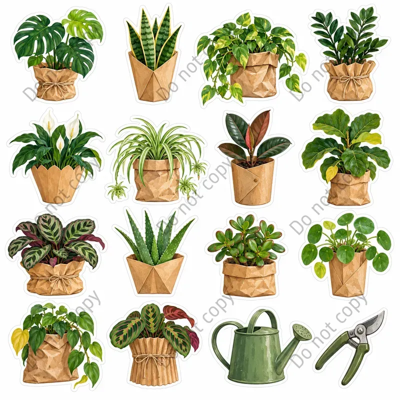 Cute Houseplant Art Sticker Sheets