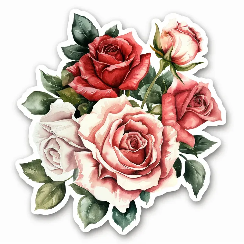 Elegant Watercolor Floral Sticker Art