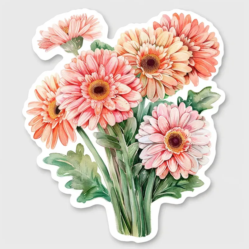 Elegant Watercolor Floral Sticker Art
