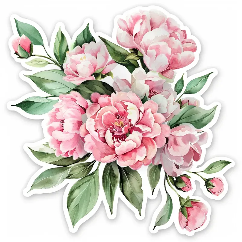 Elegant Watercolor Floral Sticker Art