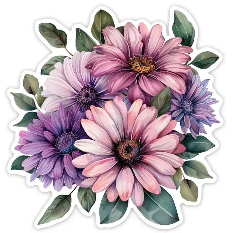 Elegant Watercolor Floral Sticker Art