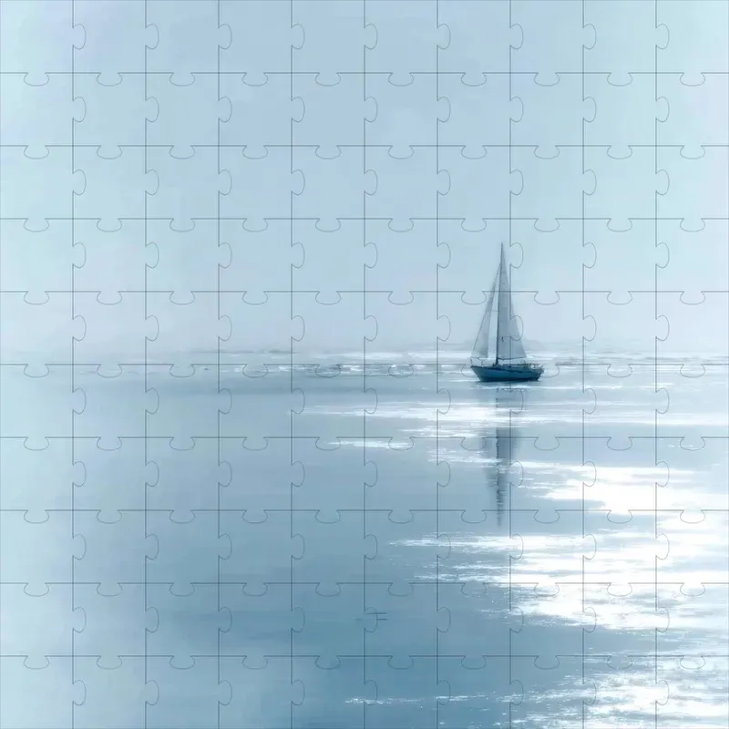 Serene Monochrome Blue Dreamscapes