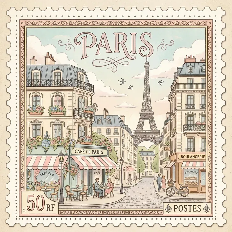 Pastel Travel Postage Stamps