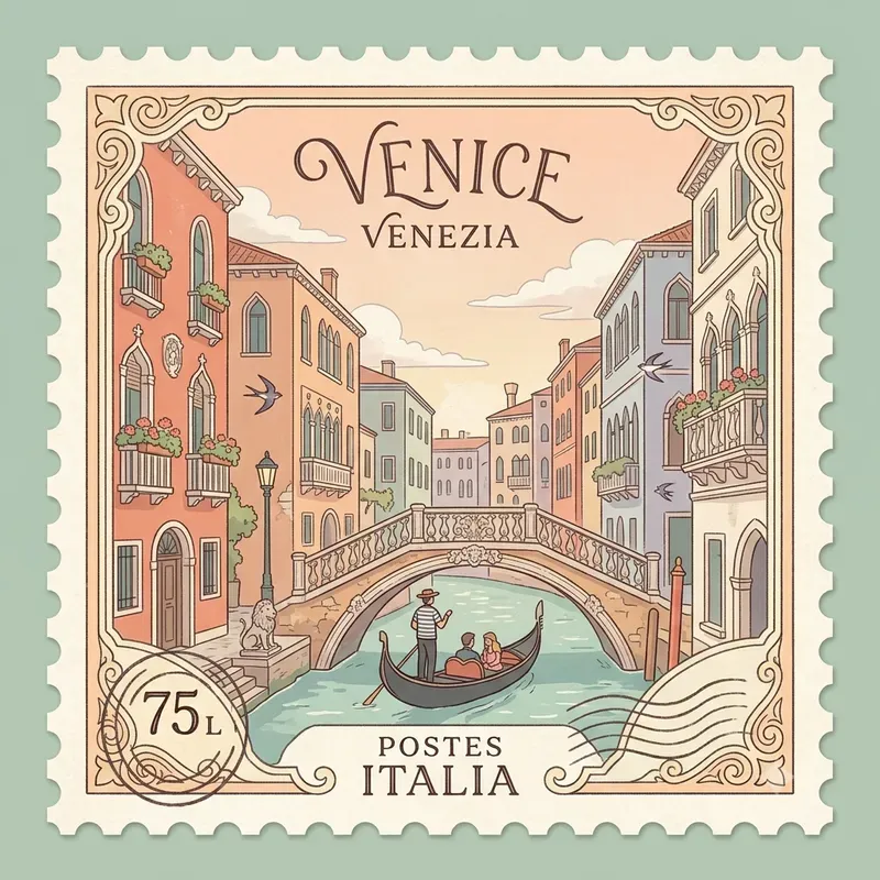 Pastel Travel Postage Stamps