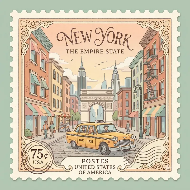 Pastel Travel Postage Stamps