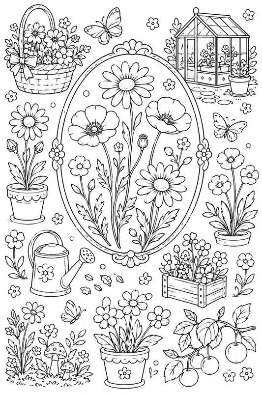 Vintage Botanical Coloring Pages For Kids