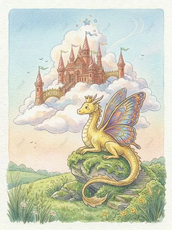 Watercolor Dragon Castle Storybooks