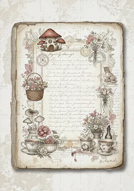 Shabby Chic Vintage Journal Pages