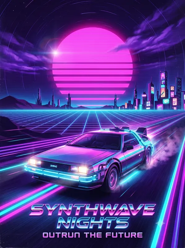Retro 80s 90s Synthwave Poster Art