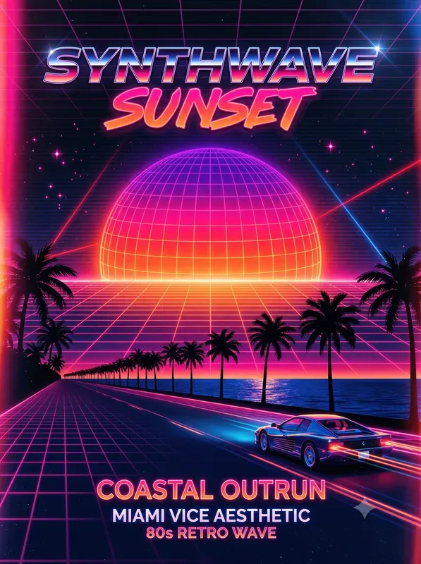 Retro 80s 90s Synthwave Poster Art