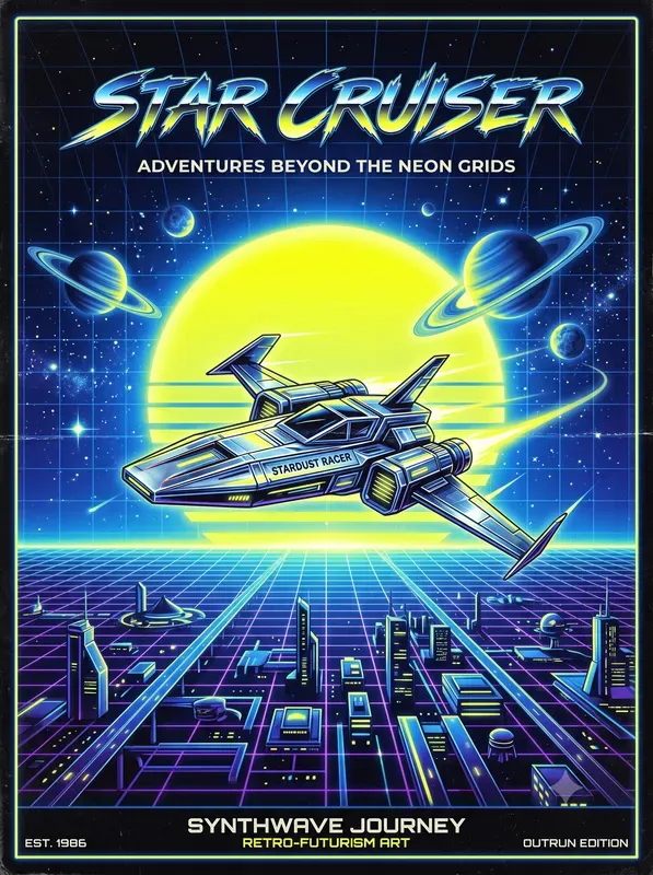 Retro 80s 90s Synthwave Poster Art