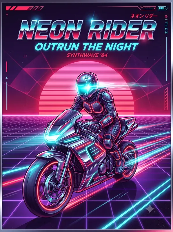 Retro 80s 90s Synthwave Poster Art