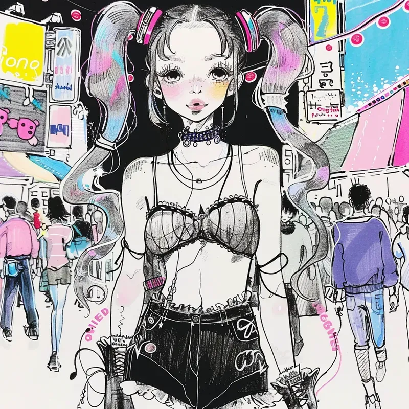 Y2k Urban Aesthetic Teenage Comic Art