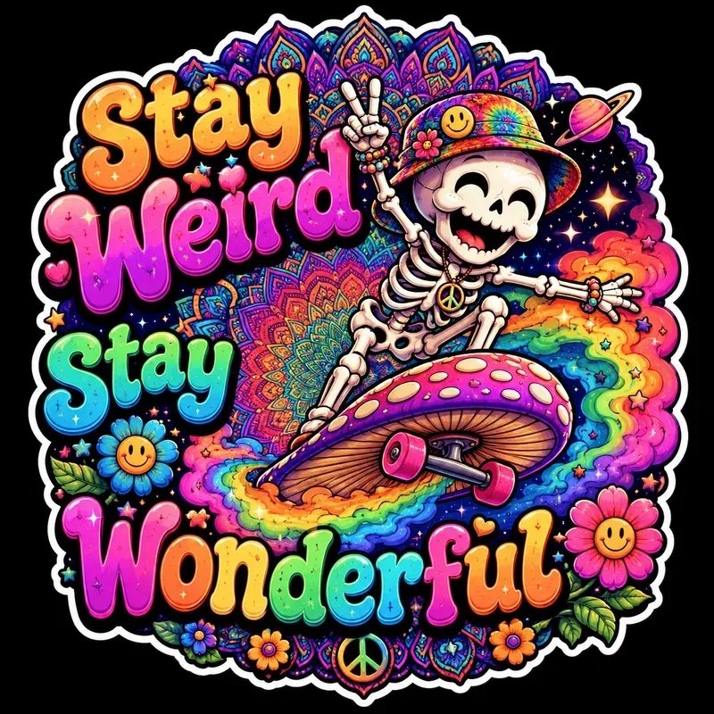 Cute Psychedelic Skeleton Quote Tshirts