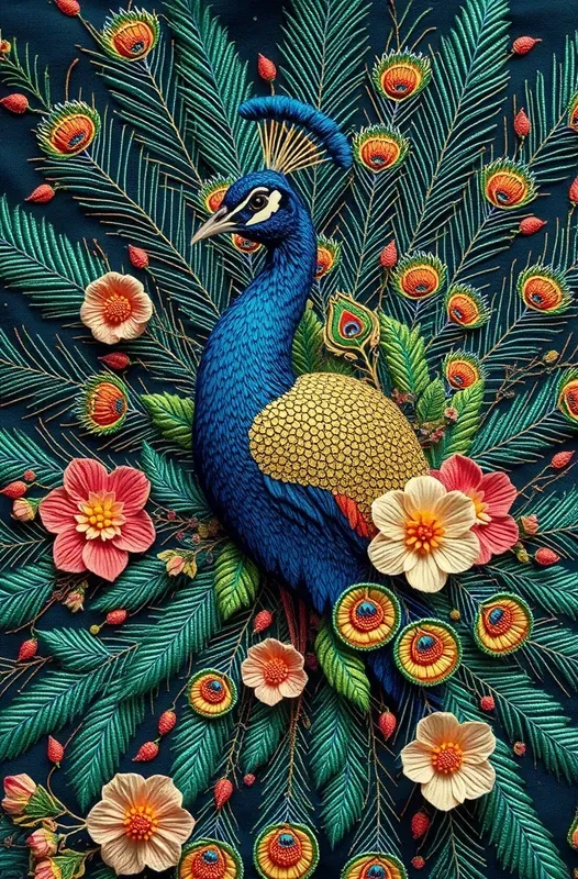 Luxury Botanical Embroidery Art