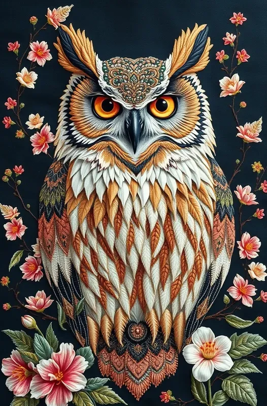 Luxury Botanical Embroidery Art