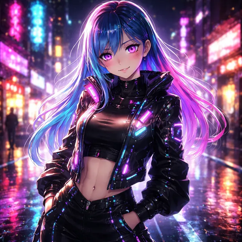 Cyberpunk Anime Girl Neons