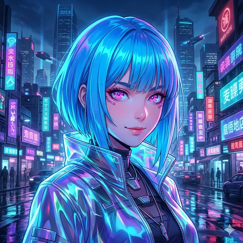 Cyberpunk Anime Girl Neons