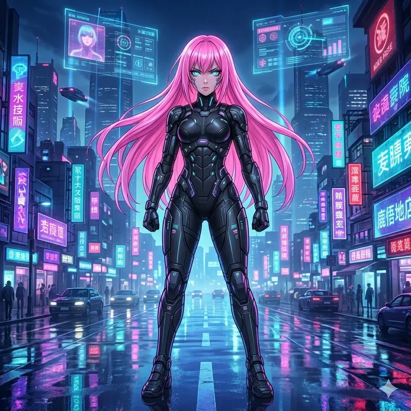 Cyberpunk Anime Girl Neons