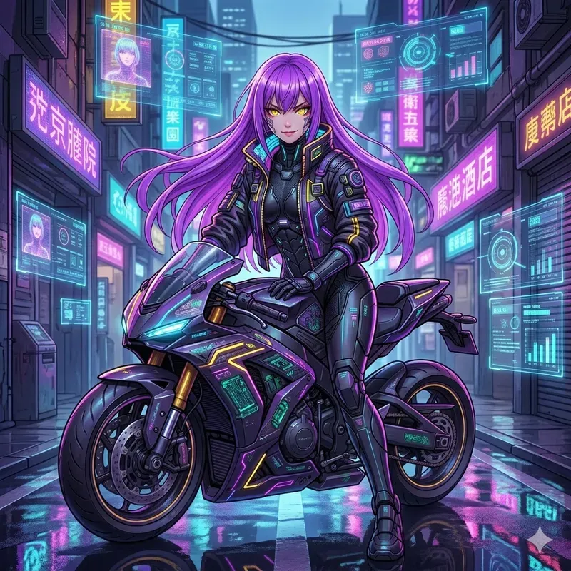Cyberpunk Anime Girl Neons
