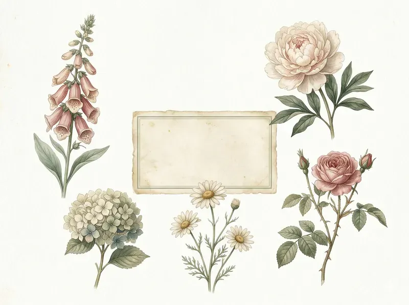 Vintage Herbarium Watercolor Clipart