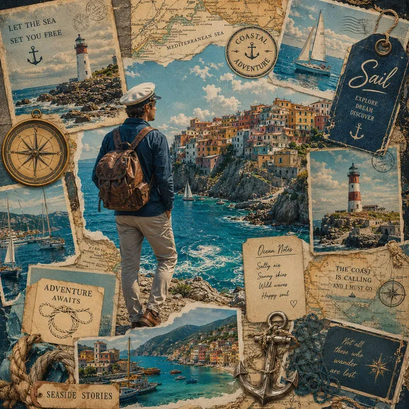 Vintage Wanderlust Travel Collage Posters