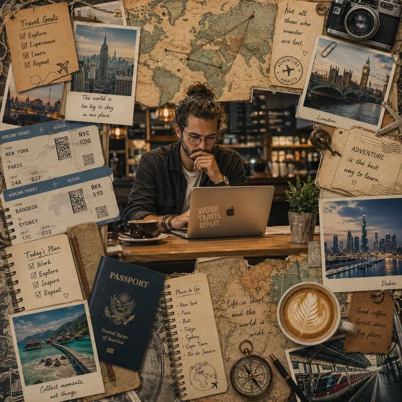 Vintage Wanderlust Travel Collage Posters