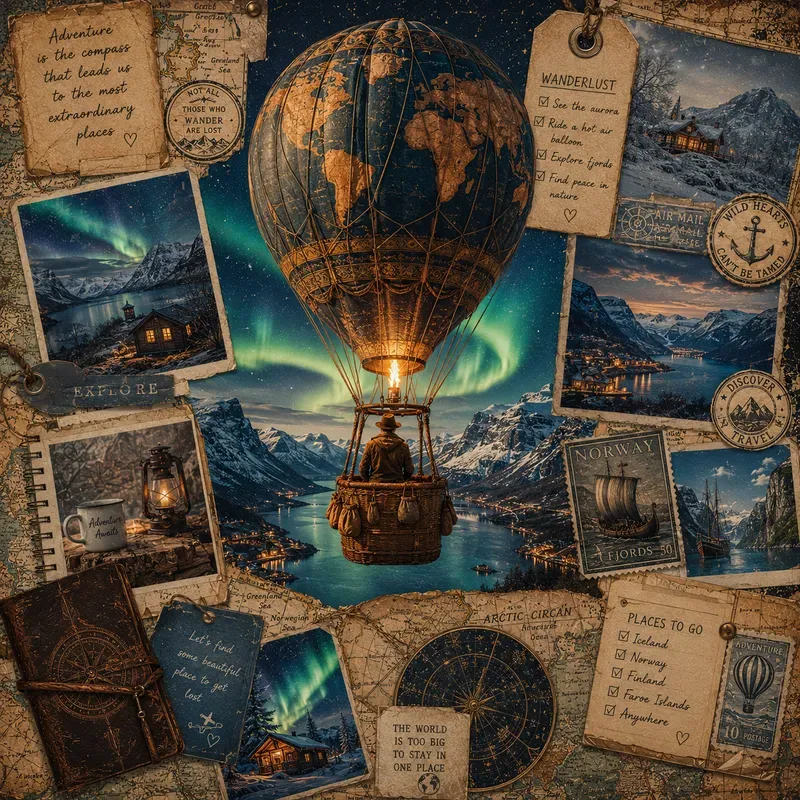 Vintage Wanderlust Travel Collage Posters