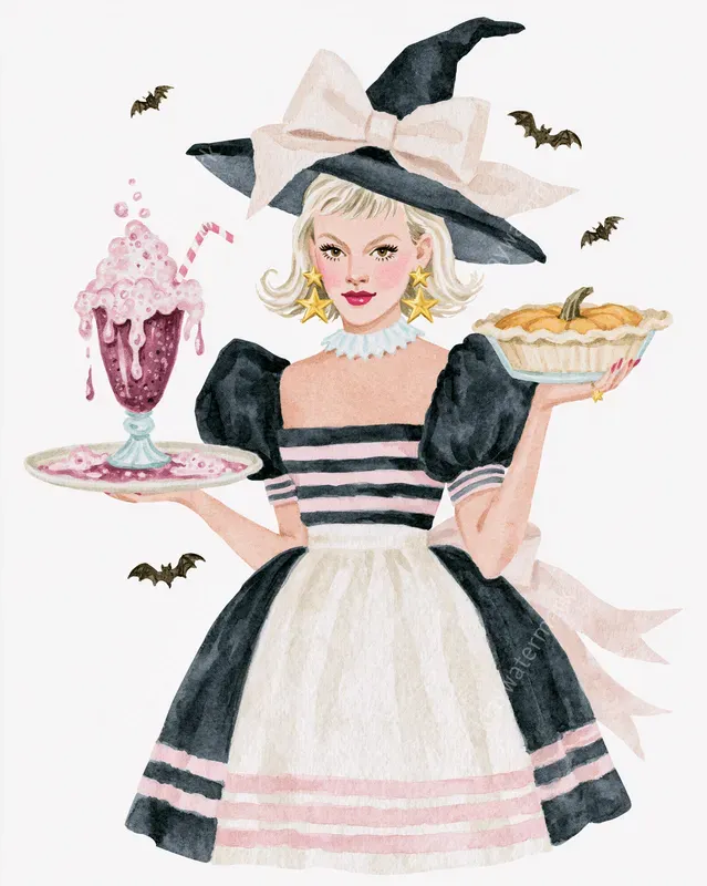 Coquette Halloween Watercolor Cliparts