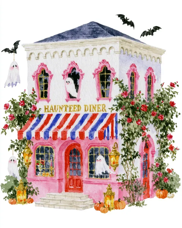 Coquette Halloween Watercolor Cliparts