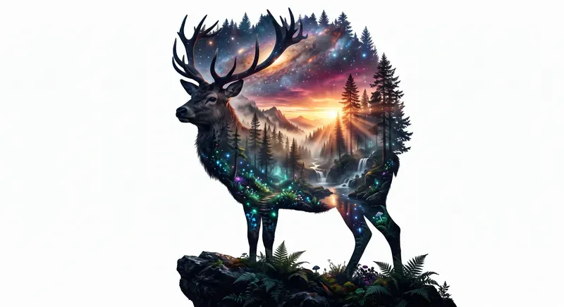 Ethereal Double Exposure Wildlife Art