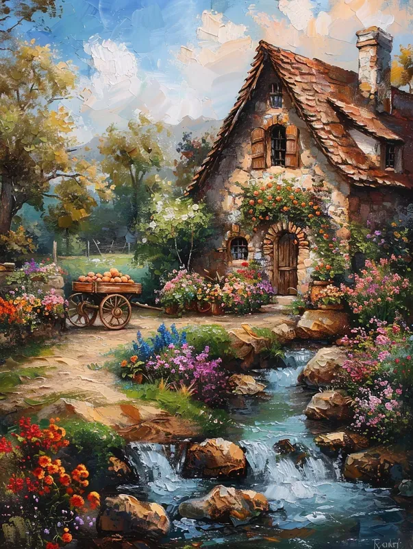 Idyllic Pastoral Landscape Oil Paintings