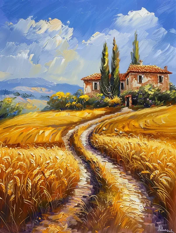 Idyllic Pastoral Landscape Oil Paintings