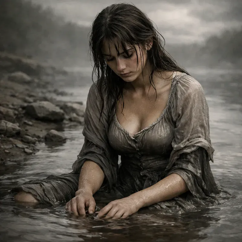 Wet Fabric Emotional Female Portraits
