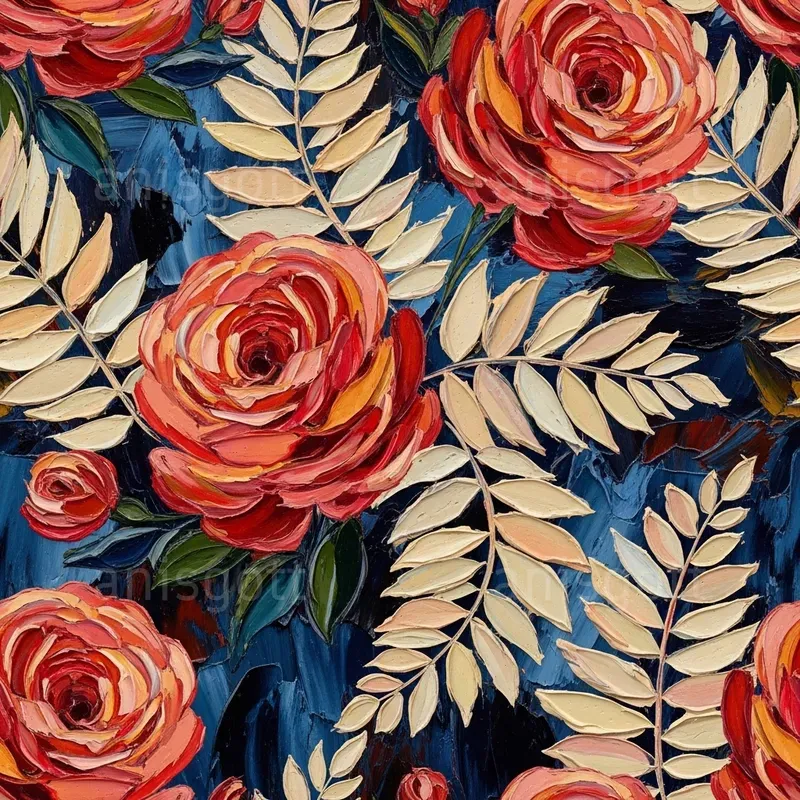Tropical Coral Bloom Impasto Patterns