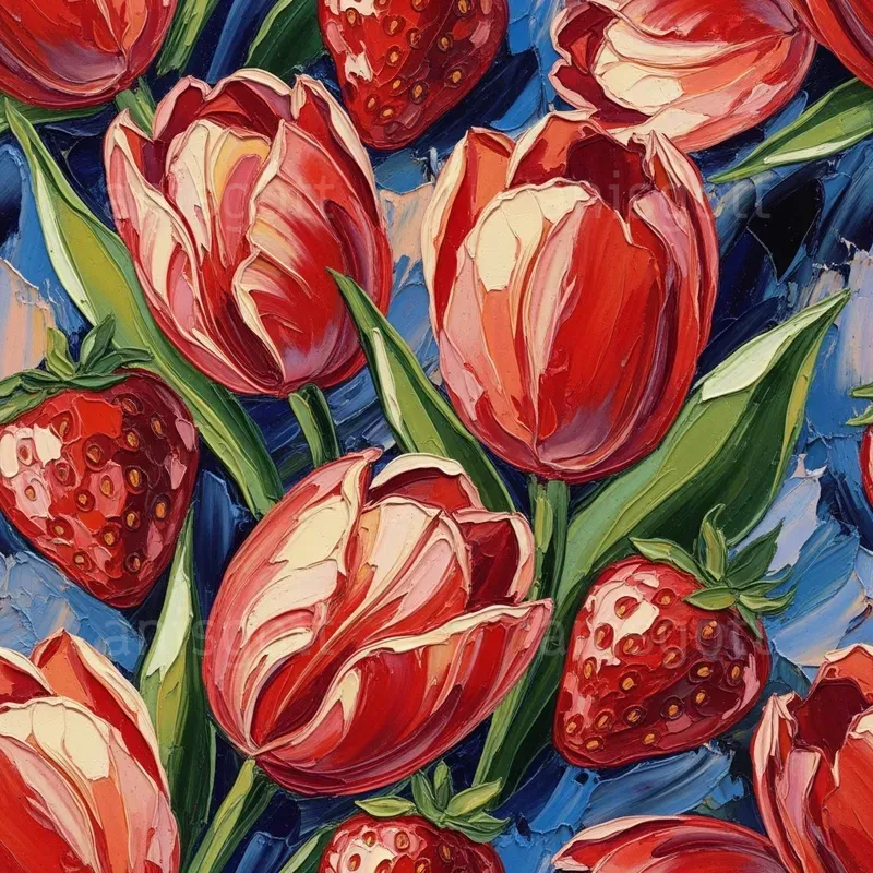 Tropical Coral Bloom Impasto Patterns