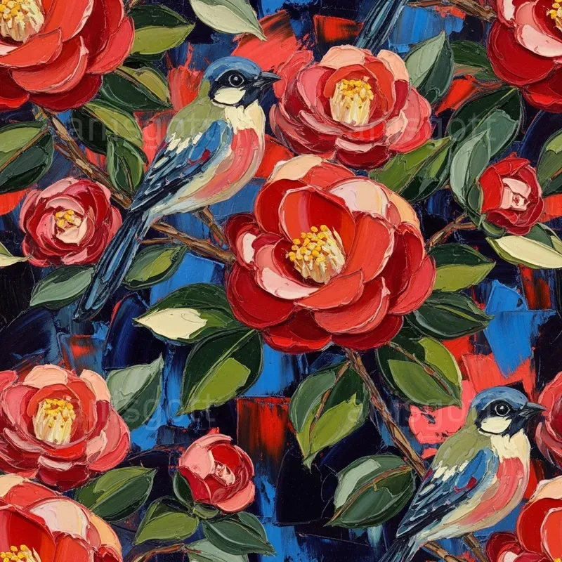 Tropical Coral Bloom Impasto Patterns