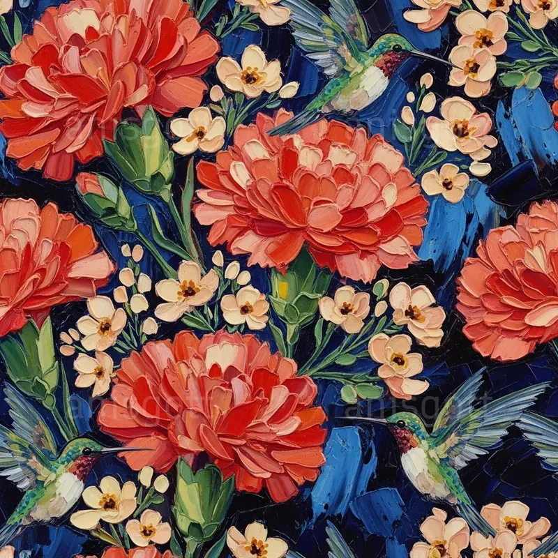 Tropical Coral Bloom Impasto Patterns